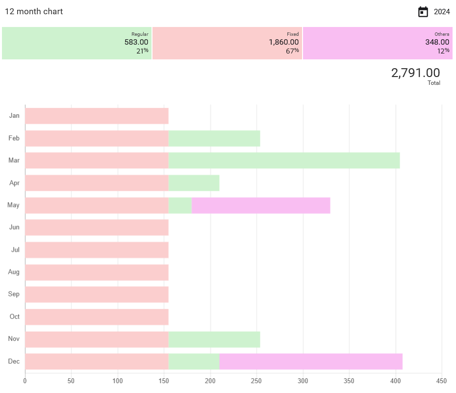 12 month expenses chart